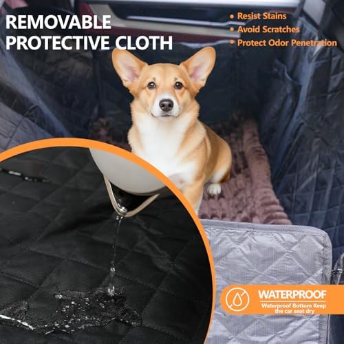 Dog Car Seat Cover 2 Piece Seat Waterproof Hammock and Dark Brown Cover - Image 4