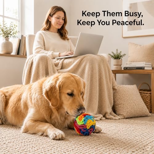 Snuffle Ball for Dogs - Soft Polar Fleece Interactive Puzzle Toy for Mental Stimulation & Boredom - Safe, Plastic-Free Foraging Game & Slow Feeder to Keep Pets Busy Indoors - Image 4
