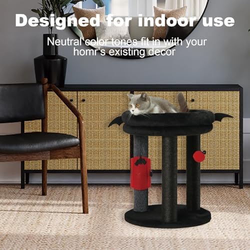 MECOOL 4in1 Small Cat Tree,Scratching Post with Tower Soft Bed, Sisal Carpet Jute Posts with Three Hanging Ball Toys and Massage Brush for Indoor Cats and Kittens - Image 5