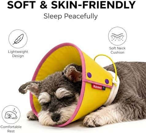 Soft Dog Cone Collar for Dogs & Cats, Adjustable Elizabethan Recovery Collar, Lightweight EPE Material, Post-Surgery Wound Protection (Yellow, L) - Image 3