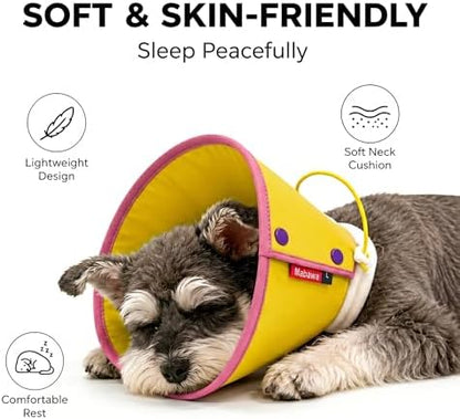 Soft Dog Cone Collar for Dogs & Cats, Adjustable Elizabethan Recovery Collar, Lightweight EPE Material, Post-Surgery Wound Protection (Yellow, L) - Image 3