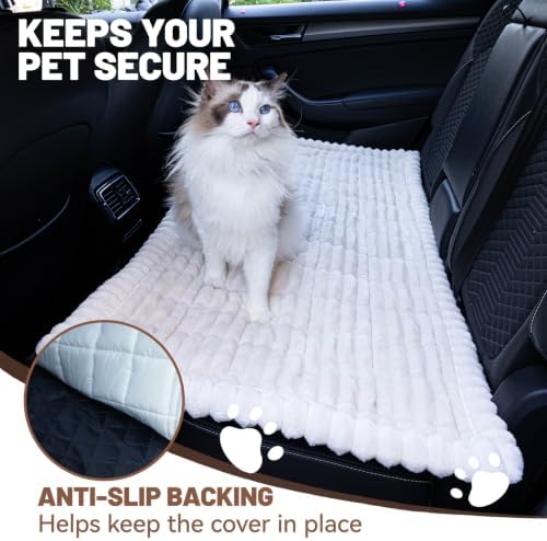Dog Bed for Car Back Seat, Waterproof Dog Blanket for Car, White - Image 6