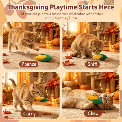 CiyvoLyeen Plush Thanksgiving Catnip Toys for Indoor Cats 6 Pack - Image 4