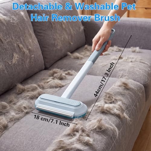 Carpet Rake for Pet Hair Remover, 54 Inch Adjustable Long Handle Pet & Human Hair Remover Tool Silicone Carpet Broom with 1 Lint Brush for Mats, Carpets, Couch and Furniture - Image 5