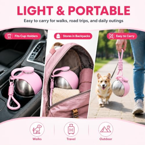 Portable Dog Water Bottle with Bowl, 10oz Leak-Proof Stainless Steel - Image 4