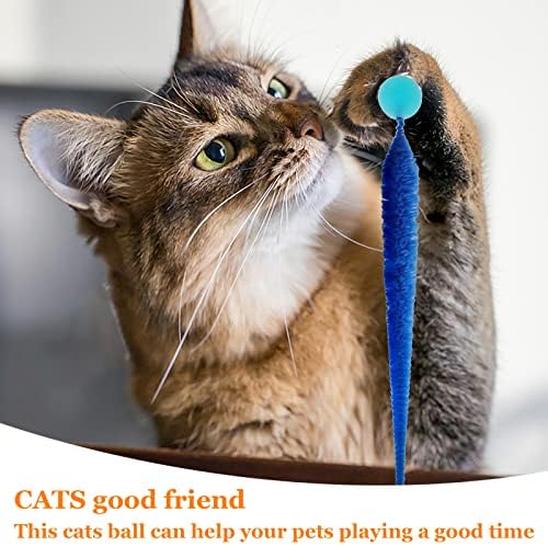 SHENGSEN Bouncy Ball with Tail Cat Toys-5 Packs,Large Magic Worm with Fluorescent Ball Toy for Cats,Colorful Fuzzy Worm Bouncy Glow Balls Cat Toy - Image 5