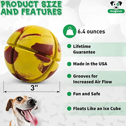 Goughnuts – Virtually Indestructible Ball - Guaranteed Dog Chew Toys for Aggressive Chewers Like Pit Bulls, German Shepherds, and Labs from 30-70 Pounds - Tough and Durable Natural Rubber - Yellow - Image 4