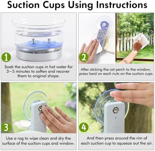 AMOSIJOY 4 Pack Cat Window Perch Strong Replacement Suction Cups with Screw - Image 5
