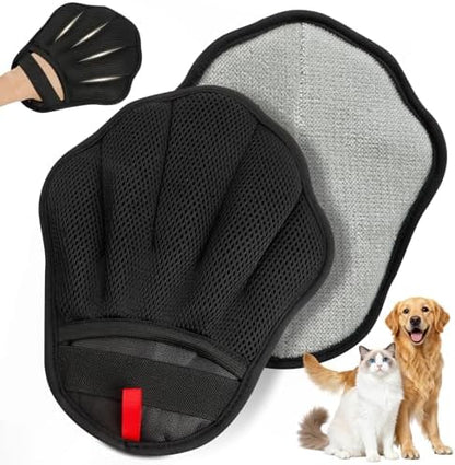 Pet Hair Removal Glove for Cat & Dog, Electrostatic Pet Hair Remover Tool for Furniture, Couch, Laundry, Carpet | Upgraded 5-Finger Washable, Quick Dog & Cat Fur Remover, Black+Black by Unknown
