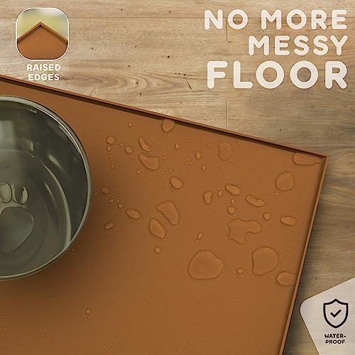 Dog Food Mat - 24x15 Raised Edges Dogs Mat for Food and Water Prevent Spill, Waterproof Cat Food Mats Protect Floors, Easy Clean Dog Bowl Mats for Food and Water, Silicone Pet Feeding Placemats - Image 5