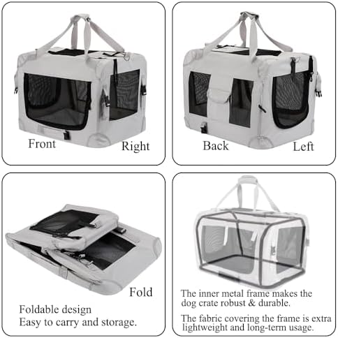 Large Cat Carrier Foldable Cat Crate, Collapsible Soft Dog Crate Carrier Kennel, Easy to Fold & Carry cat Crate, Lightweight Travel Pet Crate for Cats and Small Medium Dogs Indoor Outdoor Travel - Image 5
