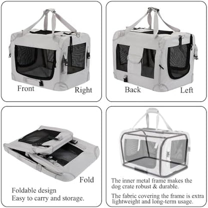 Large Cat Carrier Foldable Cat Crate, Collapsible Soft Dog Crate Carrier Kennel, Easy to Fold & Carry cat Crate, Lightweight Travel Pet Crate for Cats and Small Medium Dogs Indoor Outdoor Travel - Image 5