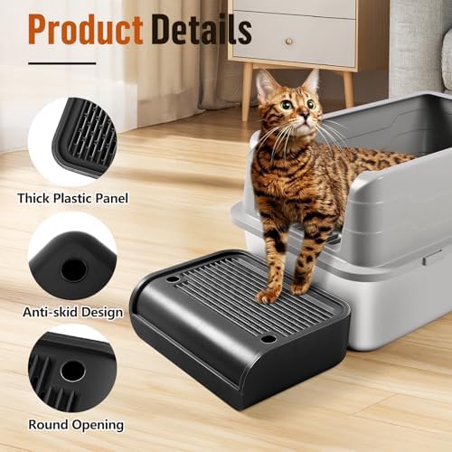Cat Step for Litter Box, Litter Box Ramp with Filter Function, Black - Image 4