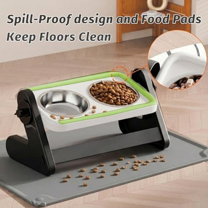 Elevated Cat Bowls with Food Mat, Light Grey - Image 5