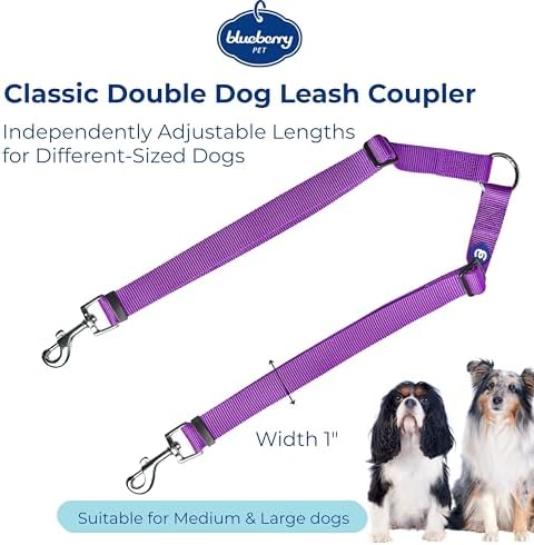 Blueberry Pet Essentials Durable Classic Double Dog Leash Coupler, Dark Orchid, Medium/Large, Dual Walking & Training Leashes for Two Dogs - Image 3
