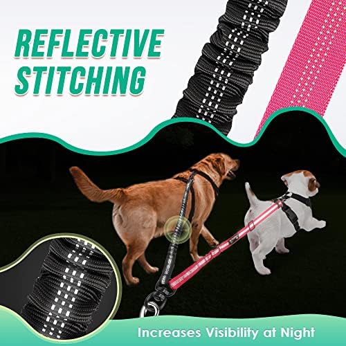 AUTOWT Two Dog Lead, 2 in 1 Upgraded Double Dog Leash Attachment Combine Adjustable Strap and Shock Absorbing Bungee No Tangle Dual Training Splitter for Different Size Dogs - Image 6