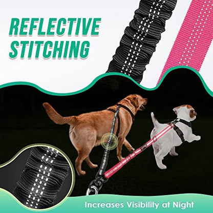 AUTOWT Two Dog Lead, 2 in 1 Upgraded Double Dog Leash Attachment Combine Adjustable Strap and Shock Absorbing Bungee No Tangle Dual Training Splitter for Different Size Dogs - Image 6