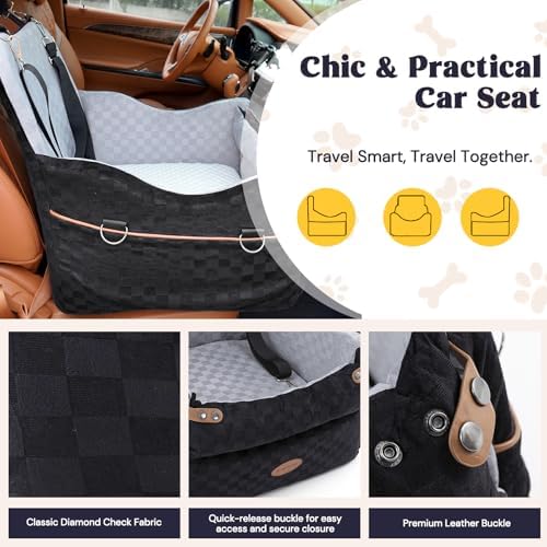 WOOCHPET Dog Car Seat for Small Pets Sturdy Puppy Booster Bed with Elevated Window View Washable Travel Carrier up to 35 Lbs - Image 6
