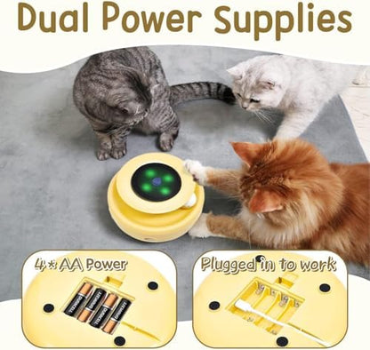 ORSDA Cat Toys 2-in-1 Interactive Cat Toys for Indoor Cats, Automatic Cat Toy Balls, Ambush Feather Kitten Toys with 6pcs Feathers, Dual Power Supplies, Adjustable Speed, Auto On/Off - Image 6