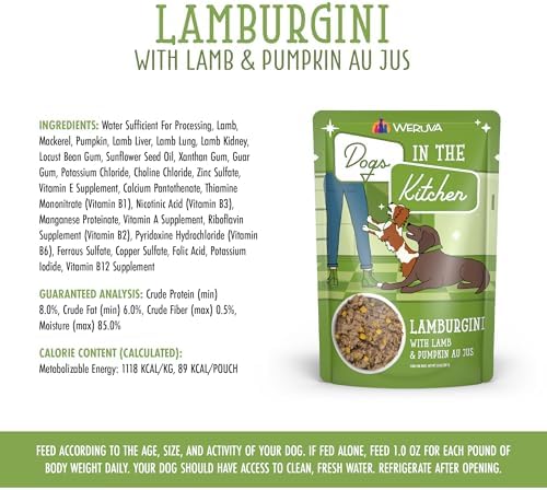 Weruva Dogs in the Kitchen, Lamburgini with Lamb & Pumpkin Au Jus Dog Food, 2.8oz Pouch (Pack of 12) - Image 6