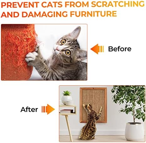 2PCS Cat Scratching Post - BXL, Natural Wooden Sisal Cat Wall Scratcher, Floor or Wall Mounted Vertical Cat Scratch Pad for Indoor Cats Adults or Kittens, Cat Wall Furniture Protector - Image 5