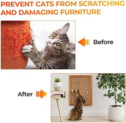 2PCS Cat Scratching Post - BXL, Natural Wooden Sisal Cat Wall Scratcher, Floor or Wall Mounted Vertical Cat Scratch Pad for Indoor Cats Adults or Kittens, Cat Wall Furniture Protector - Image 5