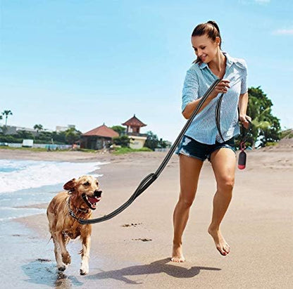 JSXD Heavy Duty Double Handle Dog Leash - 5 FT with Comfortable Padded and Reflective Rope, Suitable for Small to Large Dogs (Wide-Black) - Image 6