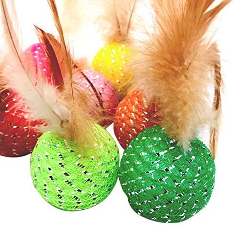 10Pcs Cat Colorful Rainbow Toys Flutter Balls with Feather and Bells for Indoor Ourdoor Kitty Kitten Interactive Playing Chewing Training Chasing Hunting and Exercise - Image 3