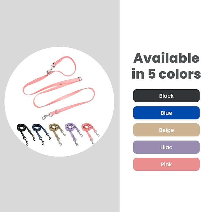Hands-Free Waterproof Dog Leash, Adjustable Waist & Crossbody Leash for Running, Walking & Hiking (Pink, 8 FT)