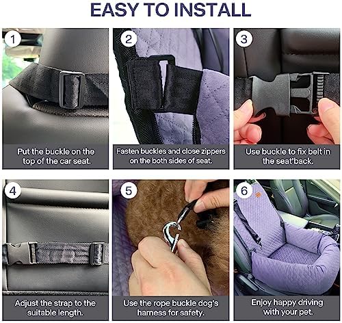 Dog Car Seat for Small Medium Dogs Pet Up to 40 lbs Purple - Image 5