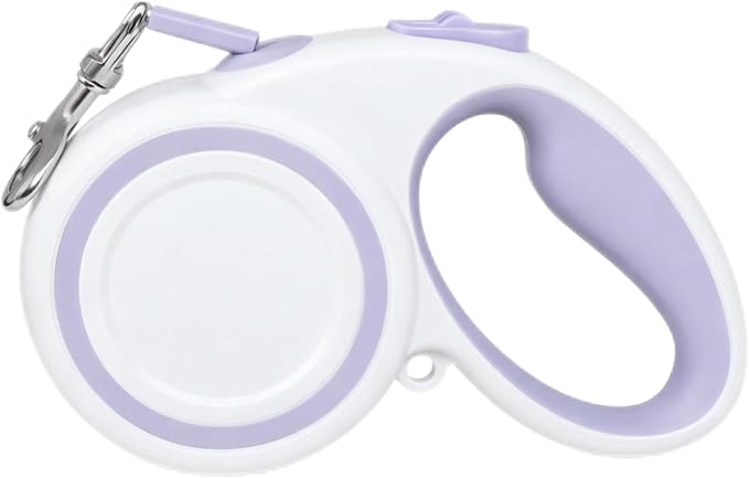 Retractable Dog Leash, 360° Tangle-Free Highly Reflective Nylon Tape, Non-Slip Rubberized Handle, 10-16FT Long Dog Leash for Dogs up to 66LBS,S-Purple