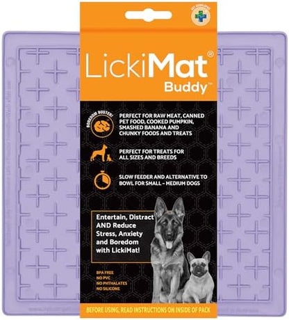 LickiMat Classic Buddy Slow Feeder for Dogs Lick Mat Boredom Anxiety Reducer Perfect for Food Treats Yogurt Liquid Food Peanut Butter Fun Alternative to a Slow Feed Dog Bowl, Lavender by LICKIMAT