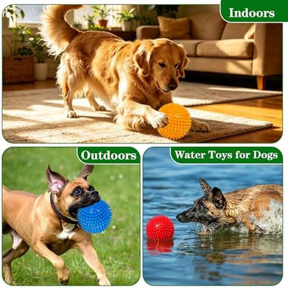 4.5″ Squeaky Dog Balls 4 Color Dog Toys Balls for Medium Large Dogs Pet Puppy Chew Toys for Teething No Odor Durable Spiky Balls for Teeth Cleaning and Training for Large Dogs (Large) - Image 6