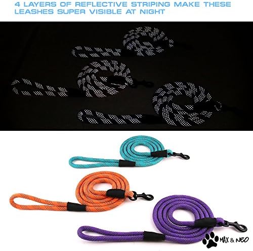 Max and Neo Rope Leash - Reflective, 6 FT x 1/2" - Teal - Image 5
