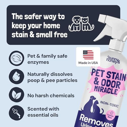 Sunny & Honey Pet Stain and Odor Remover Spray for Carpets, 32floz Lavender - Image 5