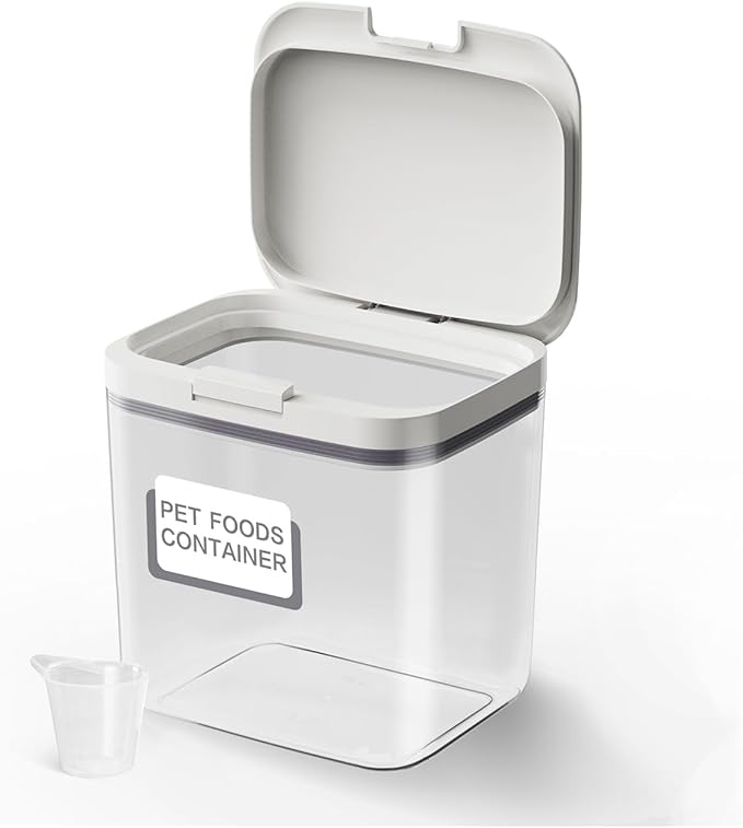 Airtight Dog Food Storage Container 5-10 lbs, Large Pet/Cat Treat Bin with Lids, Pantry Containers for Rice & Flour, withe