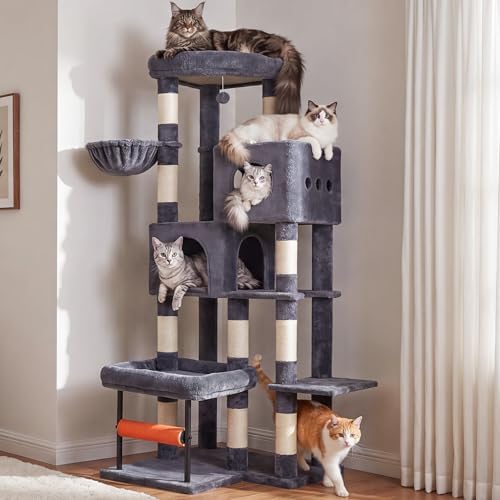 Hey-brother Cat Tree Tower with Stable L-Shaped Widen Base, Condo, MPJ086G by Hey-brother