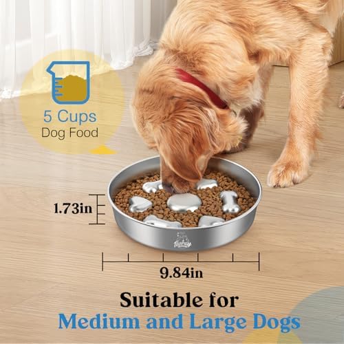Slow Feeder Dog Bowls, 304 Stainless Steel Slow Feeder Bowl, 5 Cups - Image 2