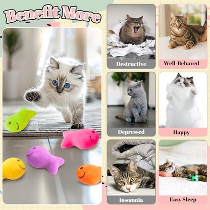 L1rabe Goldfish Cracker Catnip Toys for Cats, 5 Pcs Colorful Cat Chew Toys - Image 4
