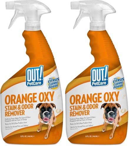 OUT! PetCare Orange Oxy Stain & Odor Remover | Oxy Clean Pet Stain and Odor Eliminator | 32 oz (Pack of 2) by OUT