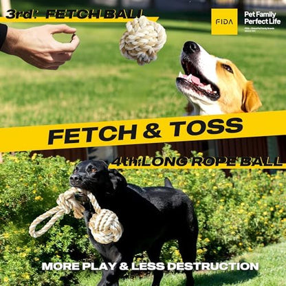 Fida Heavy Duty Dog Rope Toys for Medium Large Dogs, Chew Tug Toys, 4 Pack - Image 4