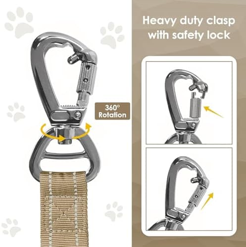 AUBELL Tactical Dog Leash Heavy Duty,4-6ft No Pull Bungee Leash,Brown - Image 3