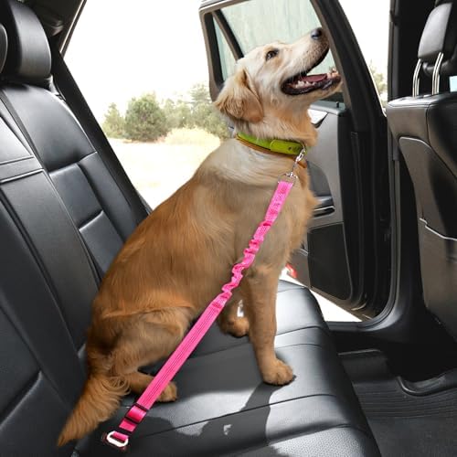 Dog Set Belt for Car Adjustable Dog Seatbelts for Vehicle Pink - Image 3