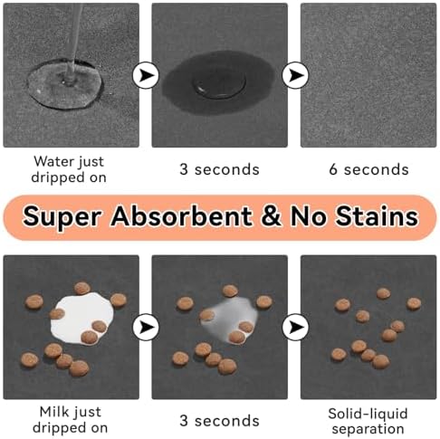 Dog Food Mat Cat Feeding Mat for Food and Water Bowls,17"x27",Dark Grey - Image 2