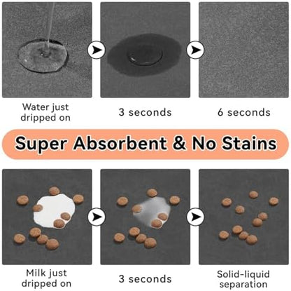 Dog Food Mat Cat Feeding Mat for Food and Water Bowls,17"x27",Dark Grey - Image 2