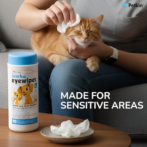 Petkin Jumbo Pet Eye Wipes, 80 Extra Moist Wipes - Gentle Eye Cleansing Wipes Remove Dirt, Discharge, & Tear Stains - Safe, Convenient, & Easy to Use Pet Wipes for Dogs, Cats, Puppies & Kittens - Image 4