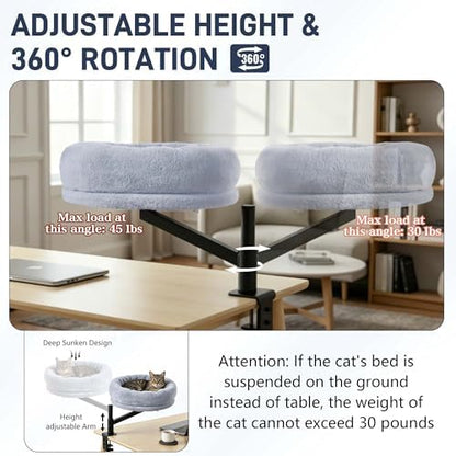 ANWA Cat Desk Bed for Indoor Cats, Heavy Duty Desk Hammock Cat Bed, Gray - Image 6