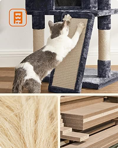 Feandrea Cat Tree, 45.3-Inch Cute Cat Tower, Plush Climbing Condo, Gray - Image 5