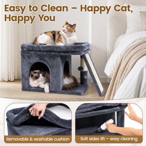 Cat Tree Tower with Scratching Post for Large Kitty, Dark Grey - Image 5