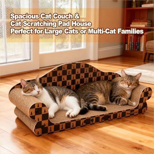 27" Cat Scratcher Bed & Sofa, Large Scratching Board House, Spacious & High Density Cat Scratch Pad Couch for Indoor Cats - Image 3